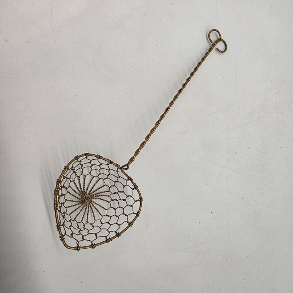 Set Of 5 Vintage Brass Wire Heart Shaped Colander Spoons Strainers 9" - Picture 7 of 8